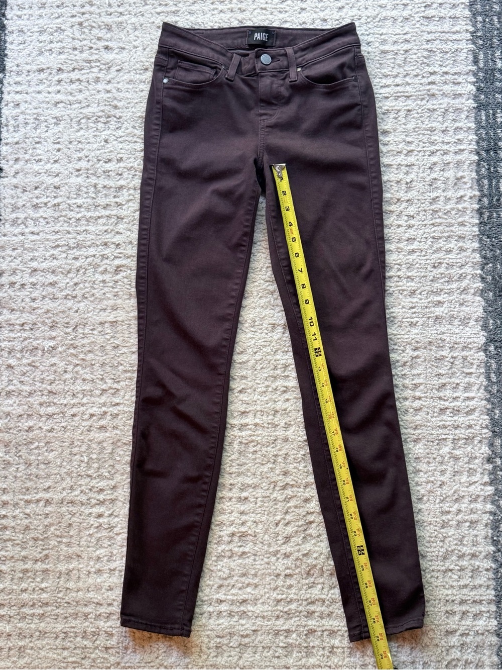 PAIGE $189 Verdugo Ultra Skinny Jeans in Dark Wine 25 - Picture 5 of 8